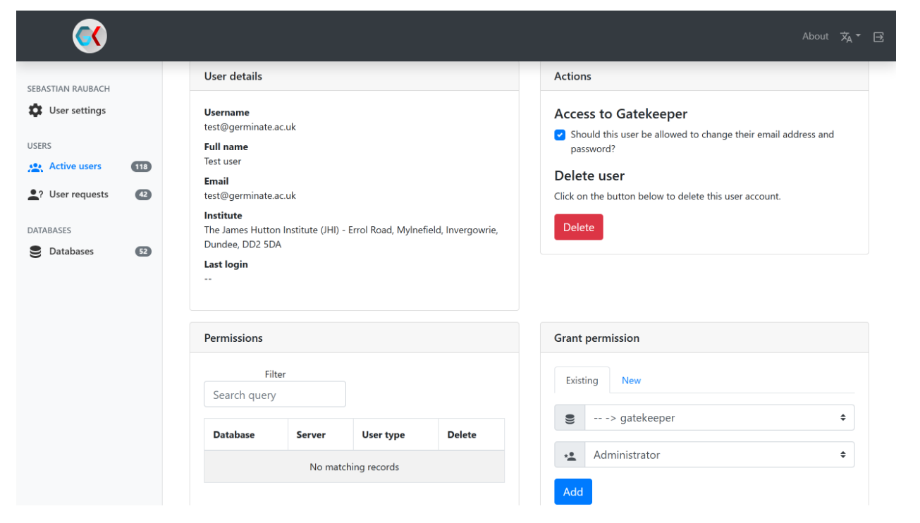 Edit user permissions in Gatekeeper
